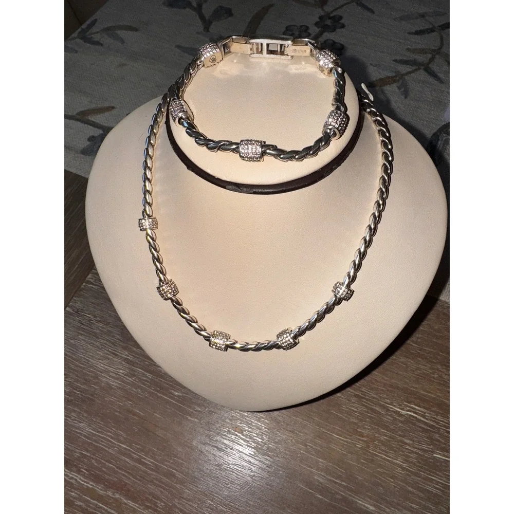 Brighton Silver Plated‎ Braided Bracelet with Crystal Accents - Picture 8 of 9
